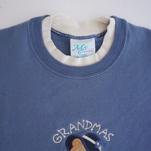 Vintage MCE Sportswear Blue Grandma Bear Teddy Graphic Sweatshirt Cotton XL - Picture 8 of 8